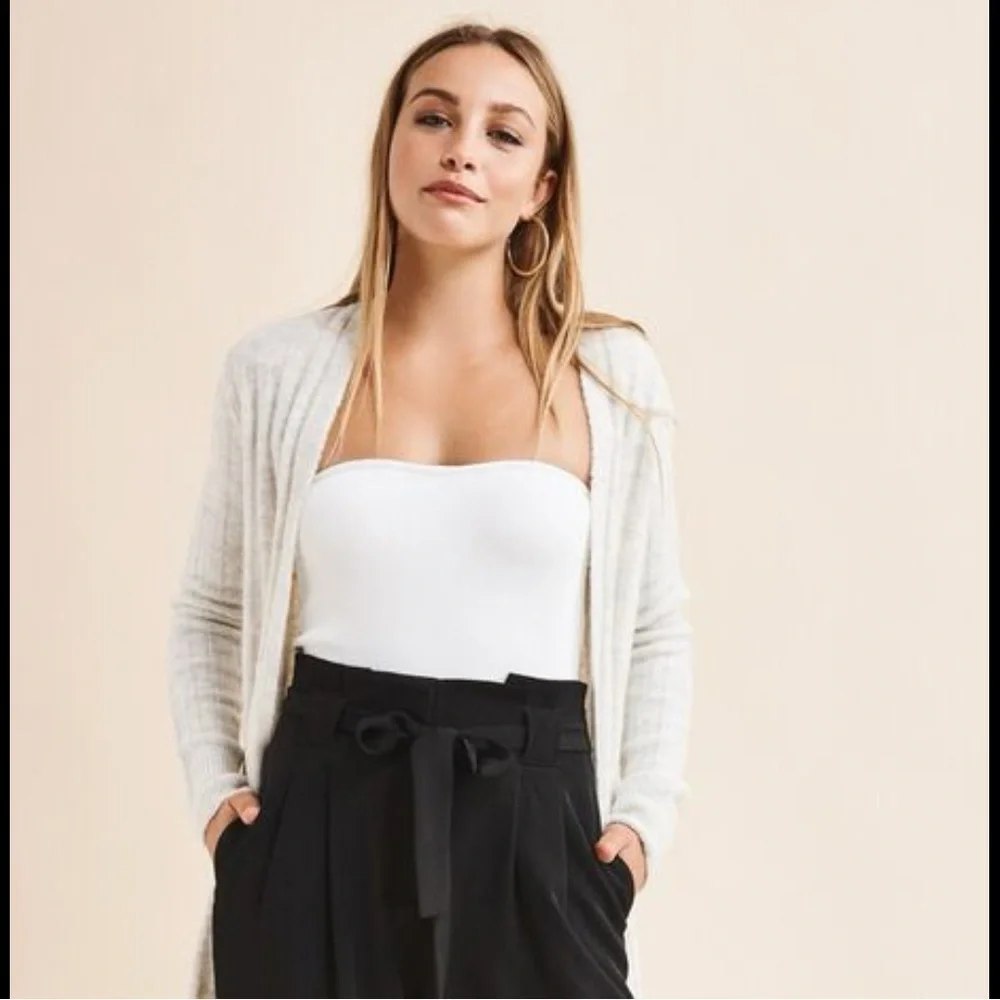 Dynamite Ribbed Tube Top in White - Picture 3 of 5